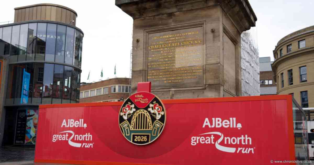 Great North Run 2026 medal revealed as Newcastle artist's design gets Monument moment