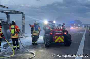 FW Weinheim: Feuerwehr Weinheim unterstützt bei LKW Brand auf der BAB5
