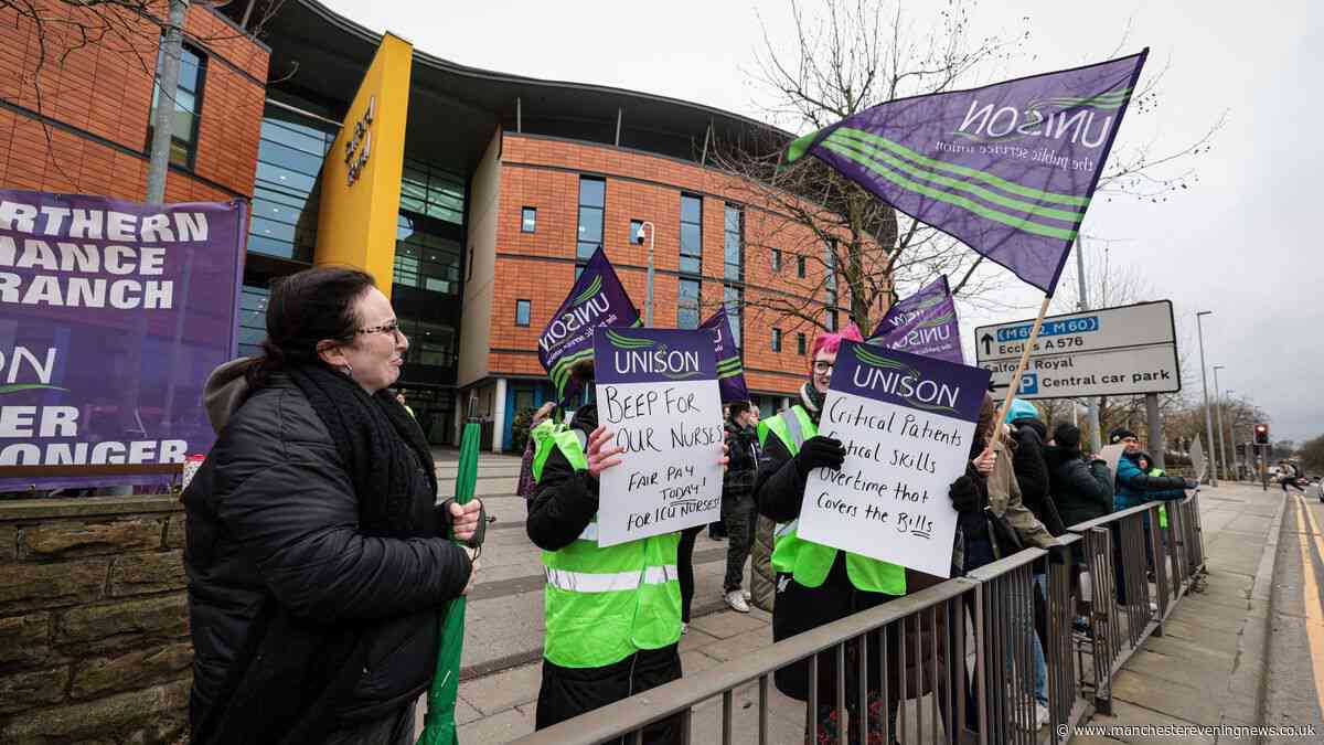 Hundreds of staff to strike at four Greater Manchester hospitals next week as troubled NHS trust hit with another blow