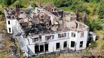 Blackened shell left after devastating fire in Grade II* listed manor house in Neath Valley