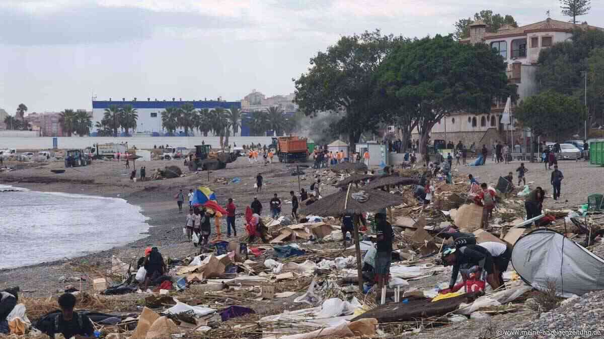 Großeinsatz in Ceuta: Behörden räumen Strand mit rund 4.000 Migranten
