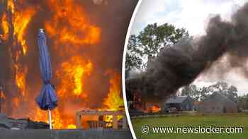 Uitslaande brand met enorme vlammen bij boerderij in Hoogeveen