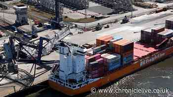 Every update after collision at Port of Tyne involving ships and crane