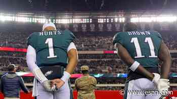 Brown, Hurts reunite briefly amid post-trade rift