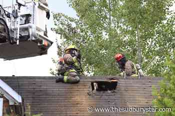 Fire service on scene at a structure fire in Copper Cliff