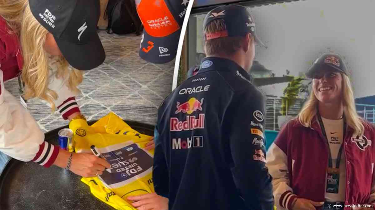 Max Verstappen krijgt gele trui van Demi Vollering cadeau: ‘Ik heb alles gevolgd!’