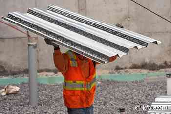 First beams laid for bridge at NW Expressway & May Ave.