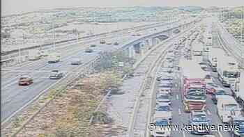M2 fire LIVE as motorway partially blocked with long delays after car bursts into flames
