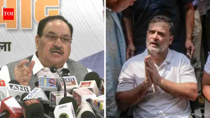 'Attention-seeking': Nadda says Rahul's sit-in bid to divert attention from Vande Mataram row