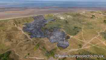 Drone footage shows devastating damage to Formby dunes after wildfire