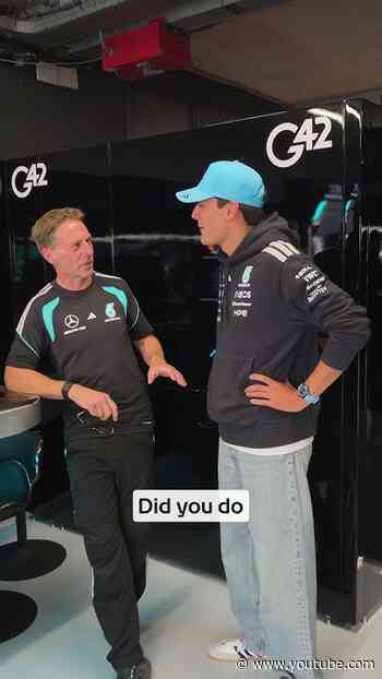 Congratulations were in order 🤝🎉 #f1 #mercedesf1 #georgerussell