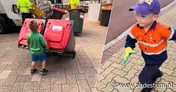 Vuilniskleuter Thomas (6) rent elke week naar de vuilniswagen en mag zelfs officieel meehelpen in zijn buurt