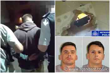 Moment crime gang busted by police trying to tunnel way into London jewellers in brazen heist