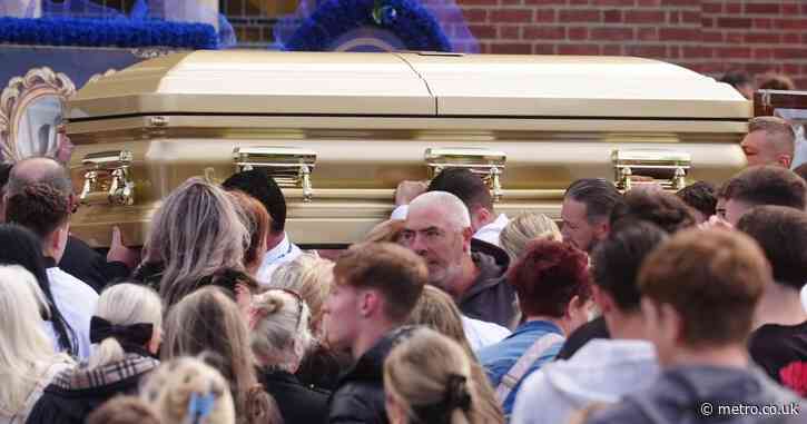 Boy, 15, killed in wrong-way motorway crash is carried in gold coffin at his funeral