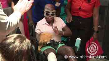 Girl severely burned in crash gets emotional sendoff from Holtz Children's Hospital