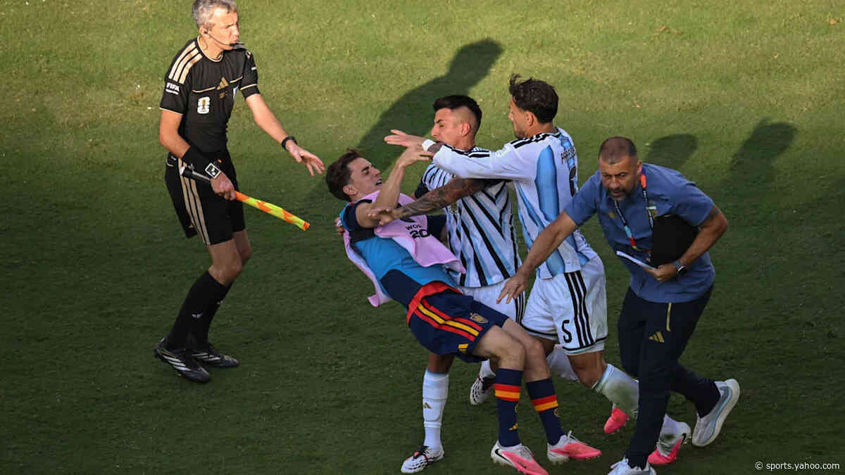 FIFA suspends four players, one official for post-World Cup Final fracas between Argentina, Spain