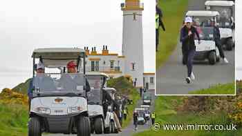 Donald Trump 'extremely close' aide Natalie Harp pictured sprinting after his golf cart in Scotland