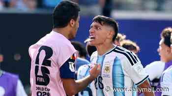 Argentina's World Cup stars LET-OFF without serious punishment for Falklands banner against England - as two of their players get banned for total of 17 matches over final fighting
