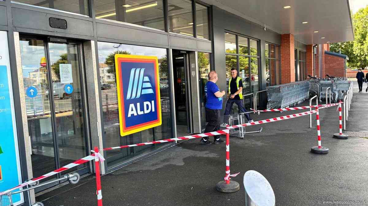 Aldi store in Llandudno taped off and customers turned away