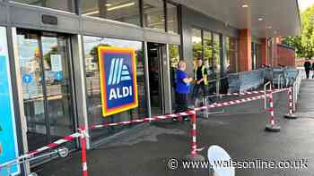 Aldi store in Llandudno taped off and customers turned away