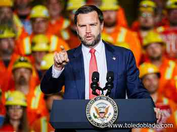 Vance campaigns at the Ohio steel plant where his grandfather worked