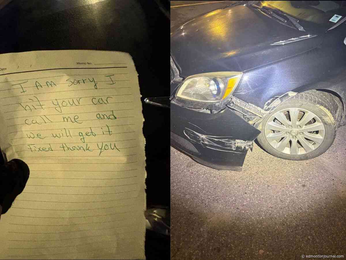 Mysterious note left behind after hit-and-run, police searching for suspect