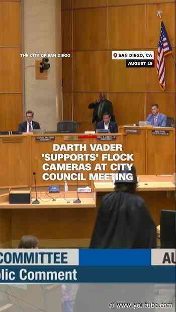 Darth Vader 'supports' Flock cameras at city council meeting