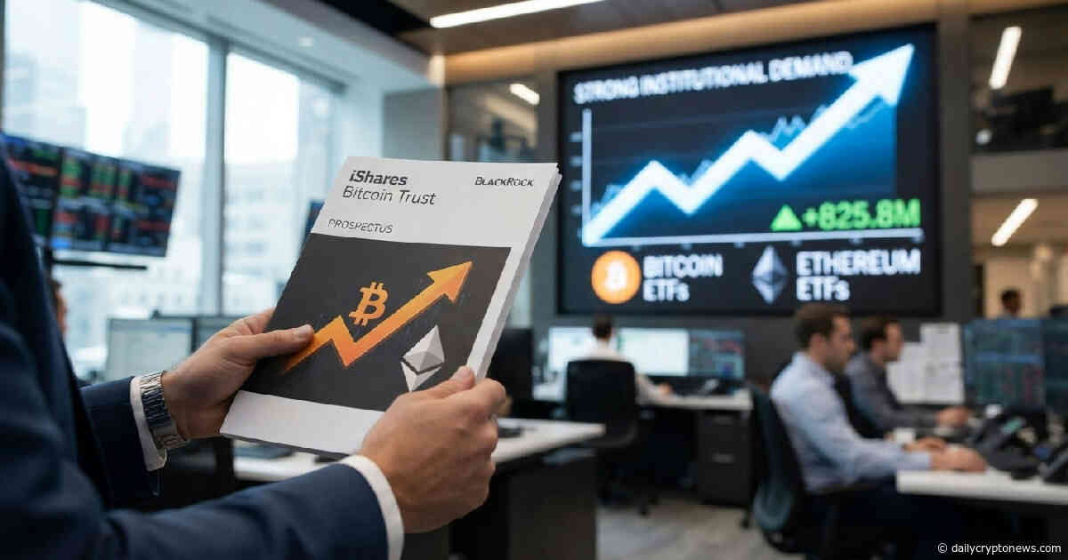 Bitcoin, Ethereum ETFs attract $825.8M as institutional demand returns