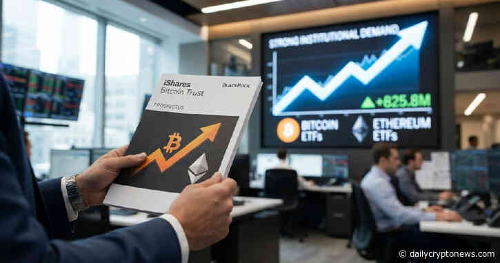 Bitcoin, Ethereum ETFs attract $825.8M as institutional demand returns