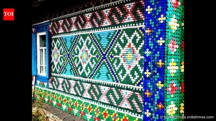 Bottle Caps Transform Home: Olga Kostina turns 30,000 into folk-art mosaic; remote house becomes landmark