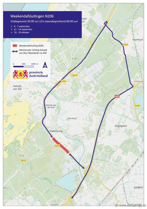 N206 tussen Valkenburg-Oost en -West drie weekenden dicht