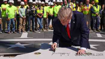 Trump shows off multimillion-dollar White House helipad and adds his signature