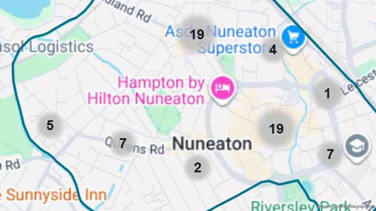 Nuneaton and Bedworth's most violent streets as 2,450 crimes recorded in 2026