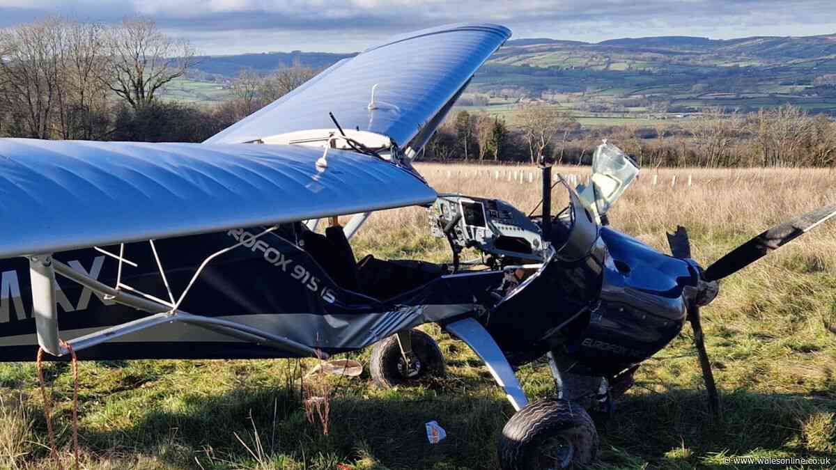 Pilot seriously injured in Powys plane crash seconds after take-off
