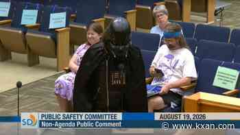 'The Emperor is a fan of Flock': Man dressed as Darth Vader endorses cameras at city council meeting