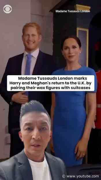 Madame Tussauds marks Harry and Meghan's U.K. return by pairing wax figures with suitcases #shorts