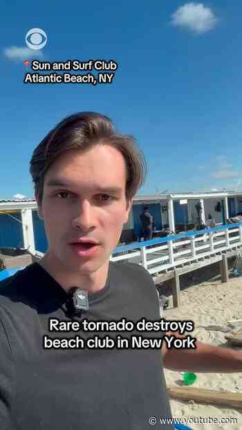 Rare tornado destroys beach club in New York #shorts