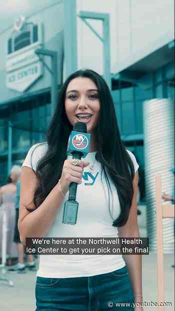 Sofia and Sparky at Northwell Health Ice Center Polling Fans on The Final Two Jersey Design Concepts