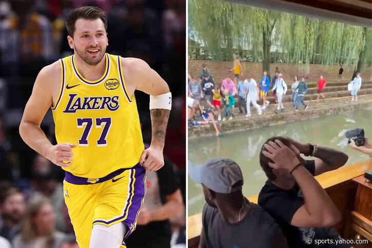 Luka Dončić left aghast by crazed Lakers fan’s river jump for shirt in Slovenia