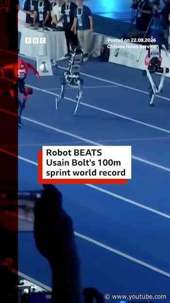 Robot beats Usain Bolt's 100m sprint world record at World Humanoid Games. #Robot #BBCNews