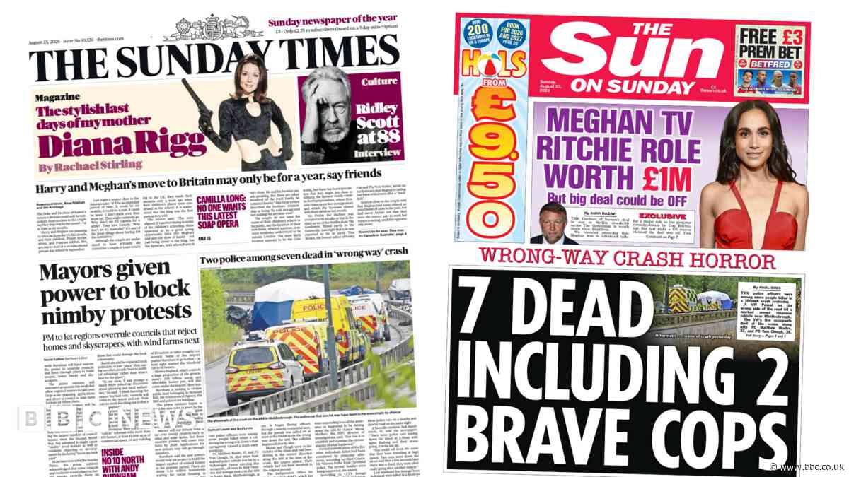 The Papers:  'Power to block nimby protests' and Meghan 'deal could be off'