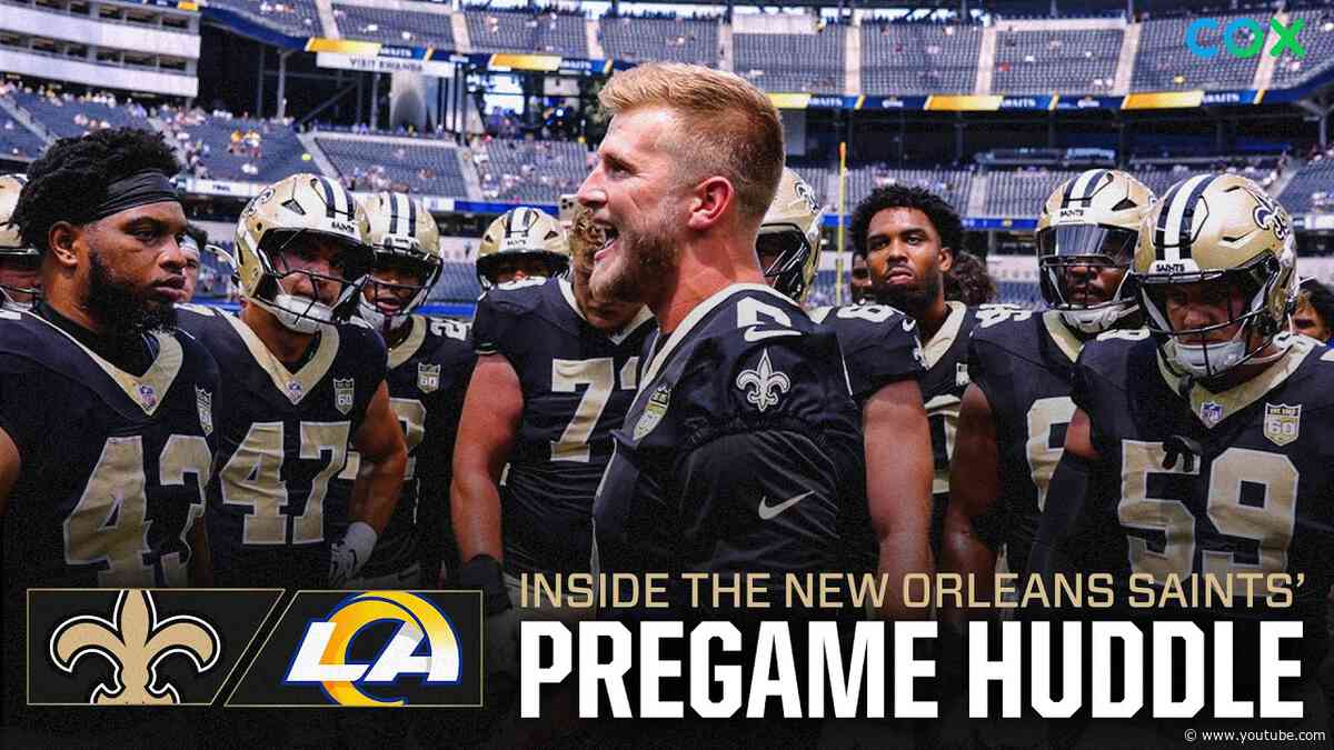 Tyler Shough leads Saints Pregame Huddle at Rams
