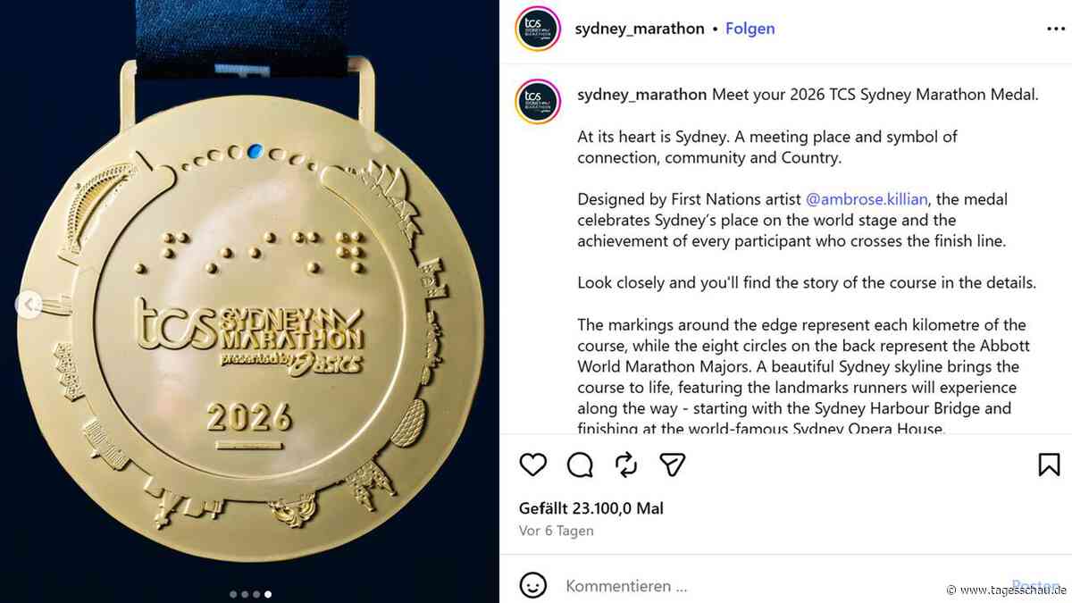 Sydney-Marathon-Medaille zeigt versehentlich Münchner Allianz Arena