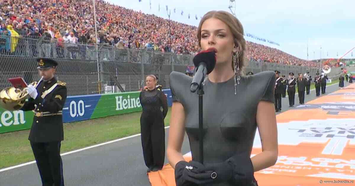 Davina Michelle zingt zuiver Wilhelmus voor koning Willem-Alexander bij laatste Dutch GP