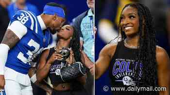Simone Biles packs on the PDA with Jonathan Owens on NFL sideline... as she supports her man at a THIRD different team