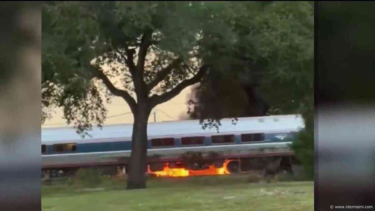 Car catches on fire after Amtrak train collision in Fort Lauderdale