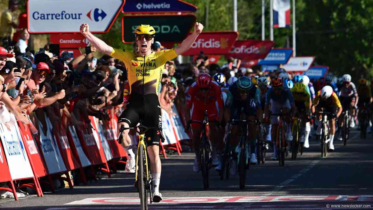 Supertalent Matthew Brennan (Visma-Lease a Bike) oppermachtig in sprint in Vuelta, Pogacar behoudt leiding
