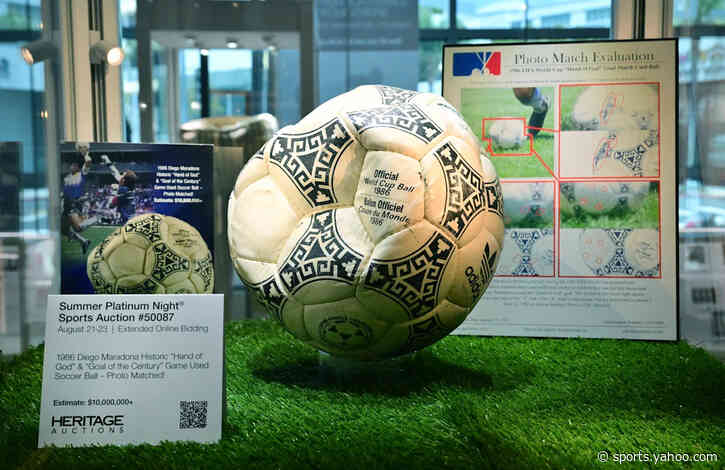 Diego Maradona's 'Hand of God' ball falls short of breaking records, but sells for $3.35 million at auction