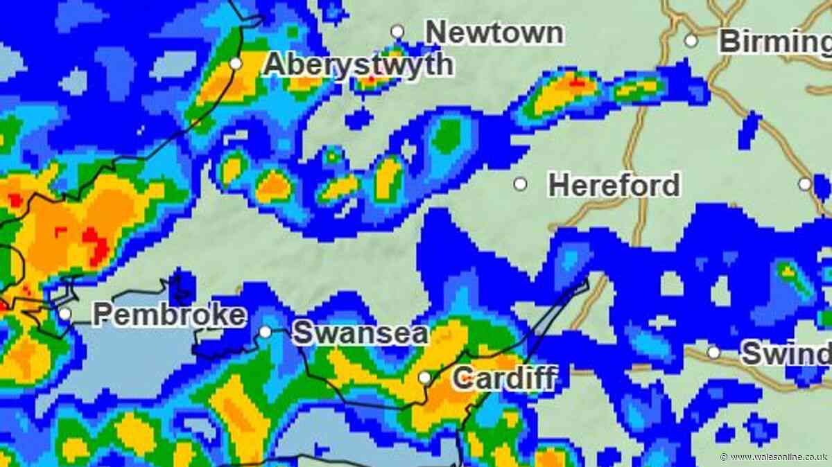Weather maps show heavy, thundery rain forecast for Wales
