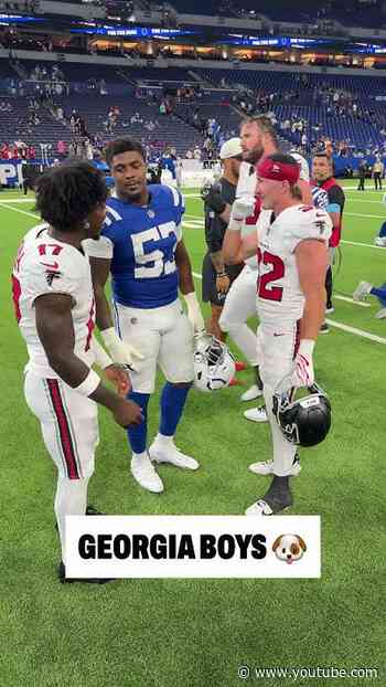 Zachariah Branch, Cash Jones, and CJ Allen link up after the game in Indianapolis 🐶 #nfl #atlanta